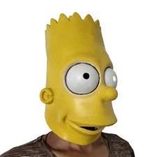 The Simpsons Bart Costume Latex Mask Halloween Kids Dress-up Props
