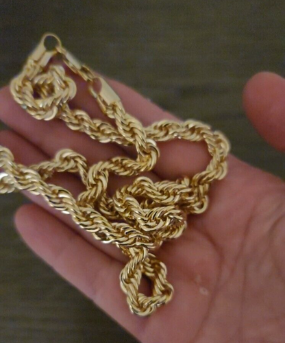 Men's 14k Yellow Gold Filled 6-mm 24 INCH Rope Chain Necklace | eBay