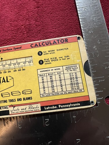 Vintage 1943 Kennametal Slide Chart Computer, Steel & Metal Cutting Tools. - Picture 3 of 8