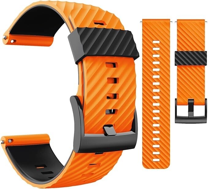Wearable4U Suunto 7/Suunto 9 Silicone Wristband Strap 24mm QuickFix Orange/Black