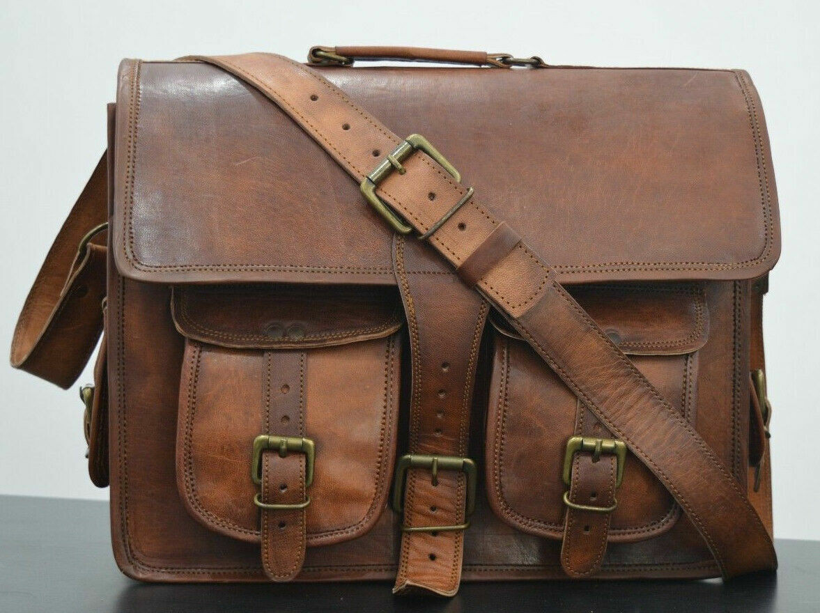 S TO XXL Vintage Leather Messenger for Women & men shoulder