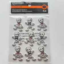 🎃 Puffy HALLOWEEN STICKERS Dancing SKELETON 3d GLITTER sparkle It's Showtime!🎃