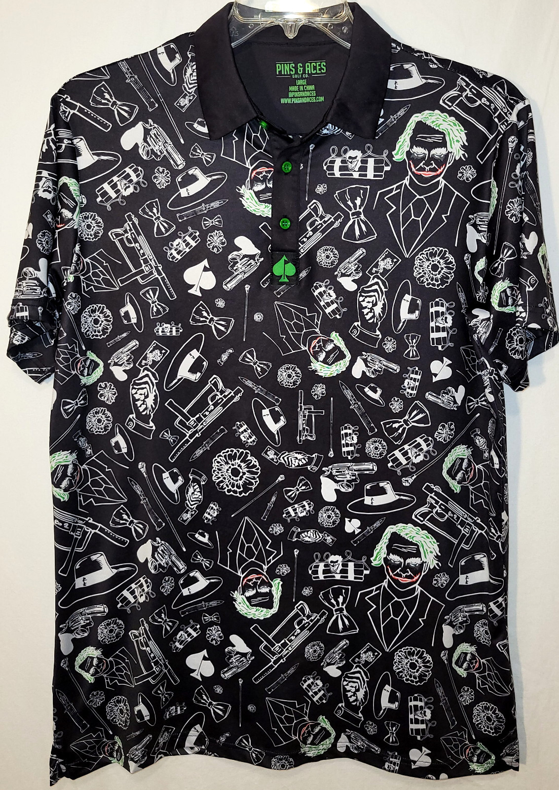 Pins & Aces Golf Co Polo The Joker Men's Black Joker Dark Knight Batman