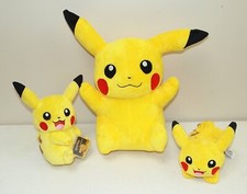 Rare 3- Vtg TOMY 2014, 2015 POKEMON "Pikachu" PLUSH TOY LOT 15", 9", 8.5"
