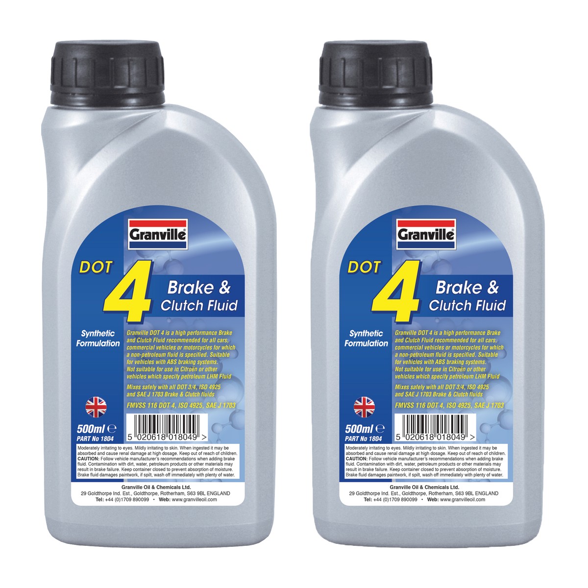 x Granville DOT Synthetic Brake Clutch Fluid Oil SAE J1703 Litre