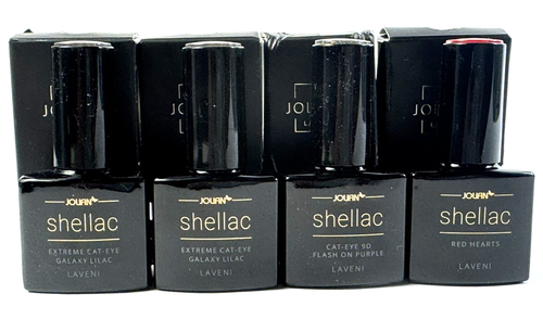4x 10ml Jolifin Laveni Shellac Nagelstudio Nagellack Lack Lilac Red Purple NEU - Bild 2 von 5