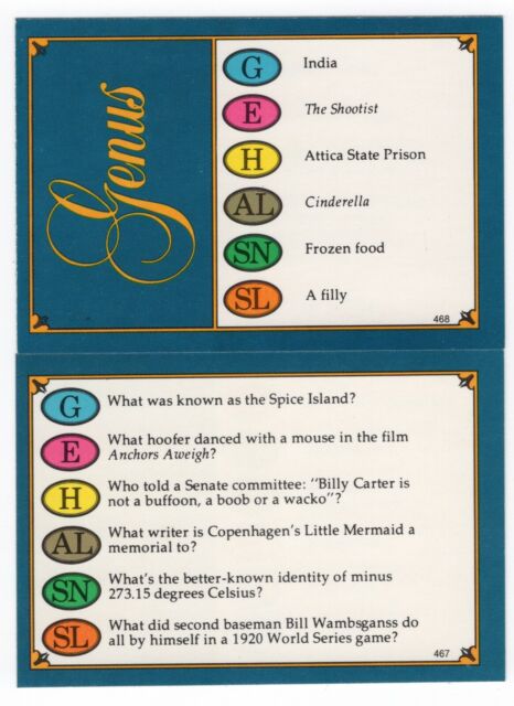 100 Trivial Pursuit Cards - Genus