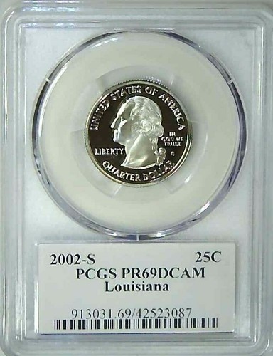2002-S 25C State Quarter Louisiana PCGS PR69 DCAM CLAD 22cll0224 - Picture 2 of 4
