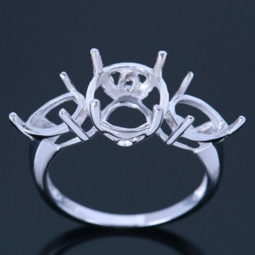 Sterling Silver Three-Stone Pre-Notched Pendant Setting – Jewelry Making, 925 Silver