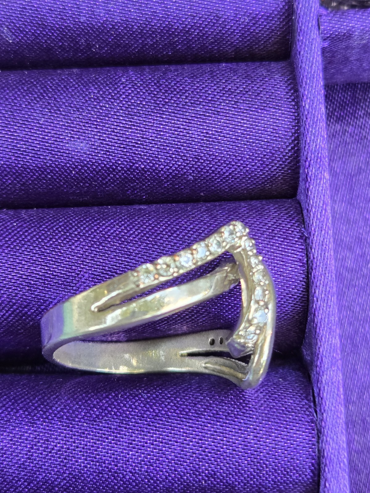 Complex Silvertone Ring Split Double Band Plain &… - image 15