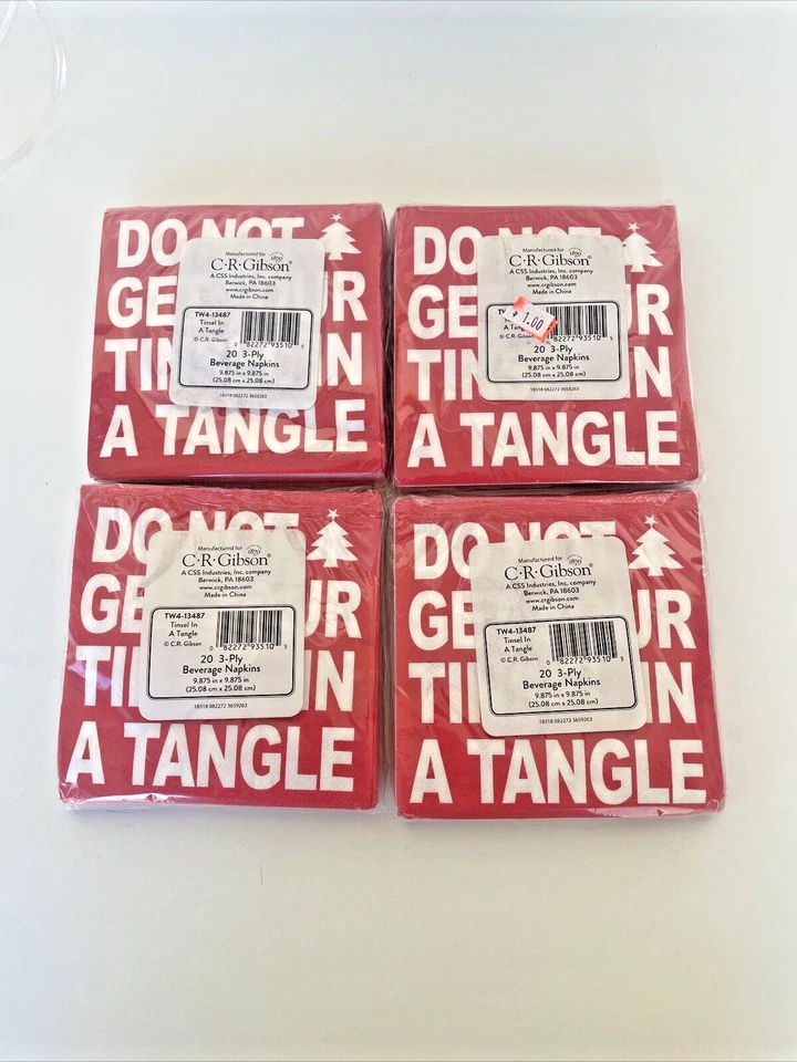 Servilletas de cóctel Do Not Get Your Tinsel in a Tangle Paper 80 nuevas en embalaje Foto 3 de 4