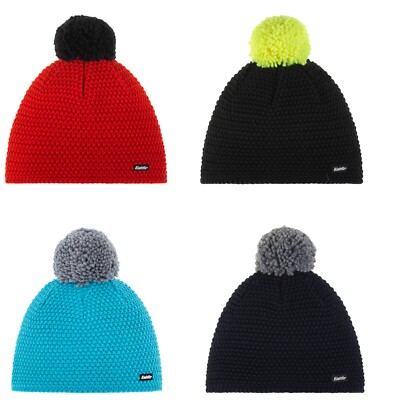 Eisbär Mütze Bommel Bommelmütze Strickmütze Damen Jamie Pompon MÜ schwarz rot
