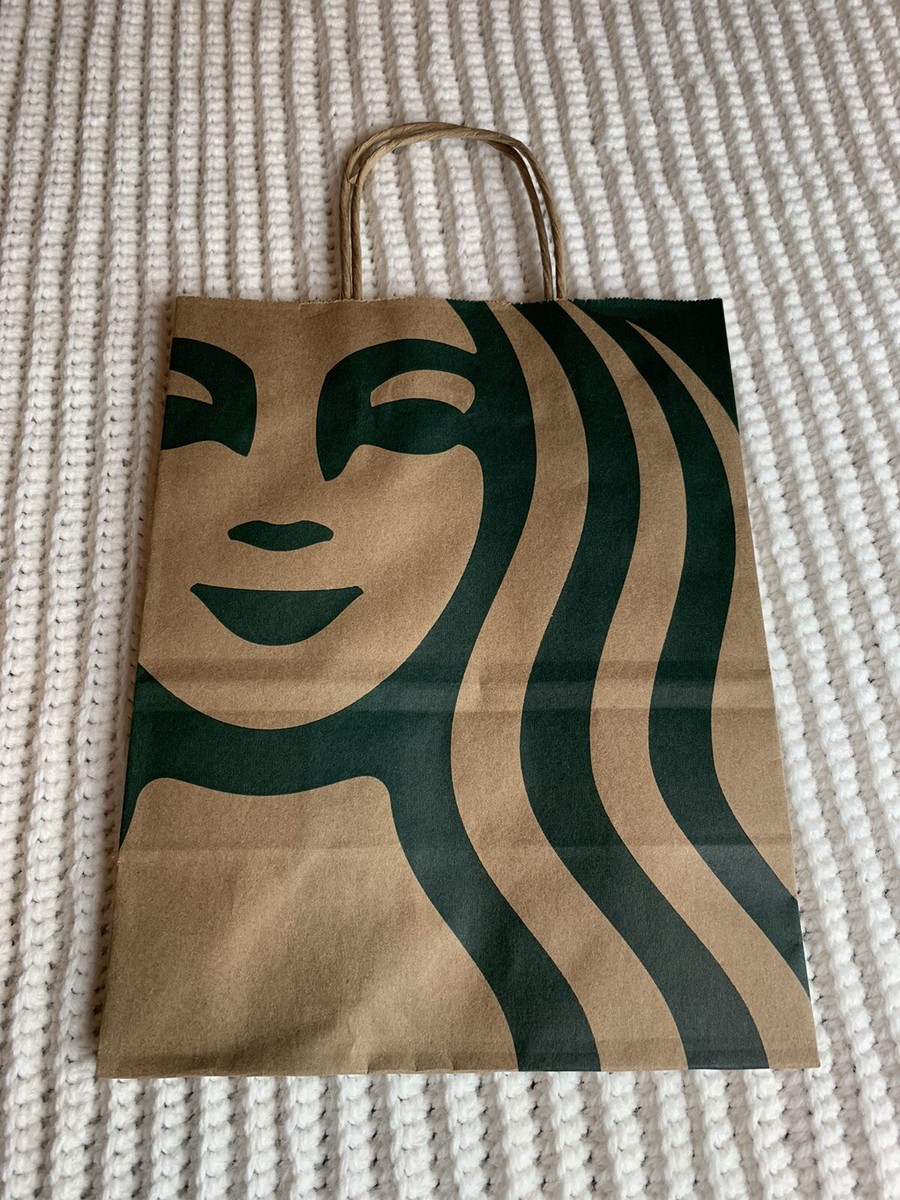 Authentic Brown Green Starbucks Logo Paper Bag, x 10 1/4, Pre-Owned