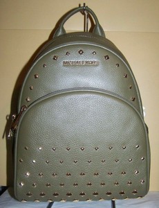 olive green leather backpack