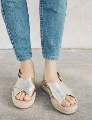 Soludos Women’s Espadrille Sandals Gold Eloise Summer Platform USW Size 