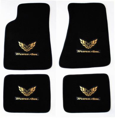 NEW! FLOOR MATS 1982-2002 PONTIAC FIREBIRD Embroidered Double Logo Gold set All