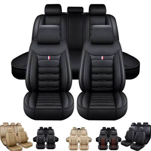 For Ford Car Seat Cover Full Set Deluxe PU Leather 5-Seats Front Rear Protector