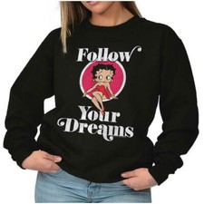 Betty Boop Follow Your Dreams Retro Cartoon Womens Crewneck Sweatshirt Pullover