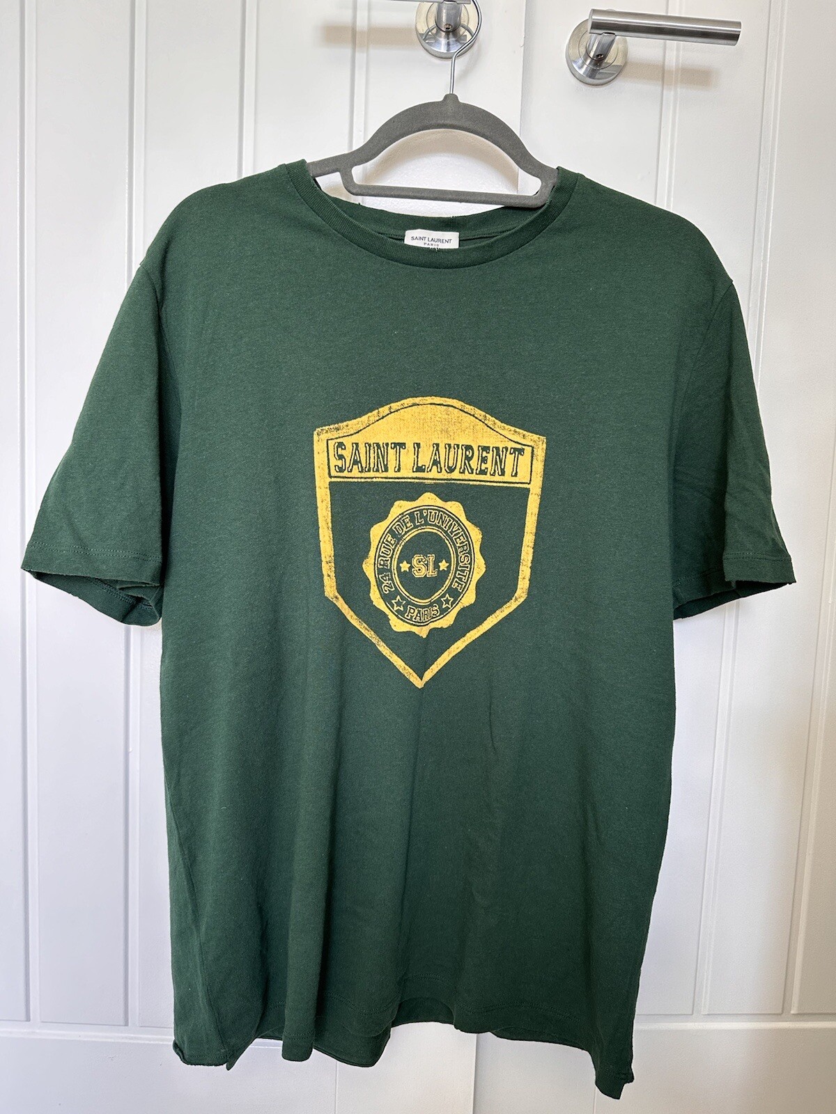 T shirt maniche corte stampa stemma Saint Laurent