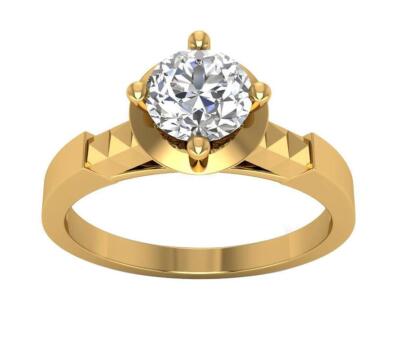 VS F 0.85 Ct Solitaire Engagement Lab Grown Diamond Ring 14K Yellow Gold 7.45MM