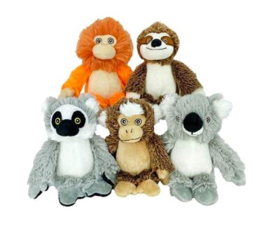 Ultra Soft Dog Toys Oh So Cute Bark Cuddle Buddies Furry Zoo Animal Squeakers