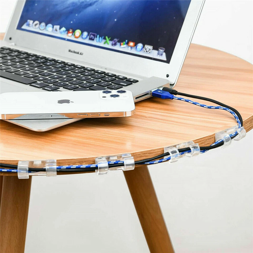 20pcs Cable Cord Clip Self-Adhesive Wire Clamp Table Wall Tidy Holder Organizer• - Image 4 of 4