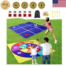 Colorful 2-in-1 Outdoor Giant Tic Tac Toe  Bean Bag Toss Game - Easy Setup