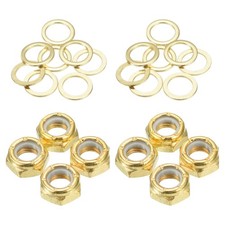 Skateboard Lock Nuts Set 5/16 Truck Axle Washers Spacer Hardware Kit Gold 2 Set