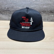 Vintage BNSF Hat Cap Snap Back Black Operation Lifesaver Railroad Train Safety