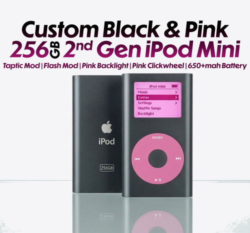 Black & Pink iPod Mini 256B | Pink Backlight | Pink Clickwheel | Taptic | Custom