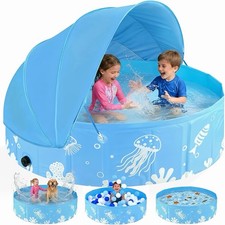 Foldable Kiddie Pool with Canopy: 31.5in/ 47in /63in for Baby Family - Summer...