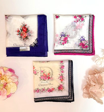 Christian Dior Floral Handkerchief 3Pc Set Sh...