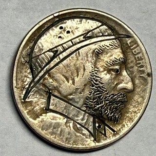 XXXX Full horn Indian Head buffalo VINTAGE HOBO NICKEL. Derby collar beard