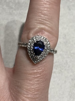 Designer Georgini Sterling Silber 925 Blau Birnenschliff & Klar Cluster Ring
