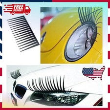 2PCS Car Headlight Eyelashes Black 3D PVC Headlight Lash Decals with Adhesive