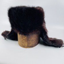Vintage Lux Dark Brown Fur Ushanka Hat St. Petersburg Russian Trapper Size 4