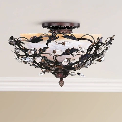 Maxim Vine and Crystal Droplets 16 1/2" Wide Ceiling Light Fixture - Picture 1 of 4