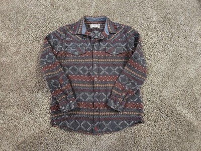 Cody James Western Pearl Snap Heavyweight Flannel Shirt Mens Sz Small Aztec 