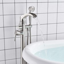 Tub Filler Freestanding Bathtub Faucet Floor Mount Bathroom Set with Hand Shower
