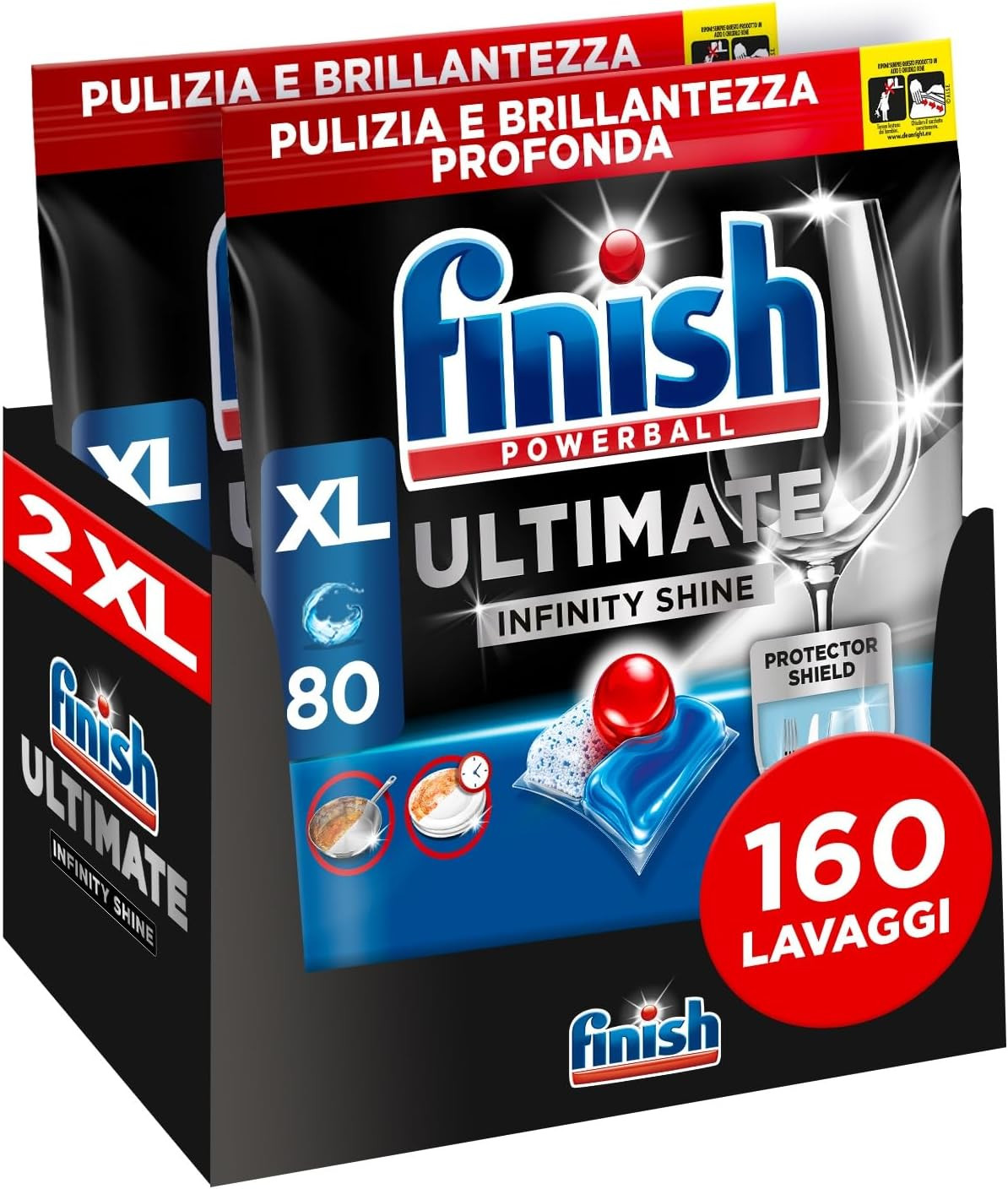 Finish Ultimate Infinity Shine: 160 Capsule per Piatti Splendenti
