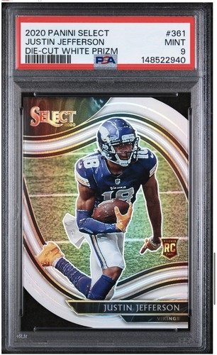 2020 Panini Select Justin Jefferson Die-Cut White Prizm PSA 9