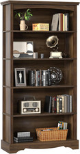5-Tier Wooden Bookshelf, 31.5" W X 65" H 9.9" D Bookshelf with Storage, Floor S