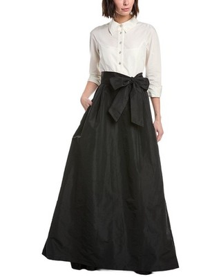 Teri Jon By Rickie Freeman Solid Elbow Sleeve Maxi Dress Women's