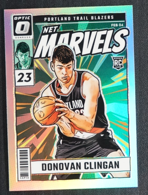 Donovan Clingan 2024-25 Panini Donruss Optic Silver Net Marvels RC Blazers #11