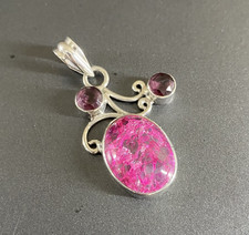Sterling Silver Pink Quartz Amethyst Pendant 925 Gemstone Jewellery Modern