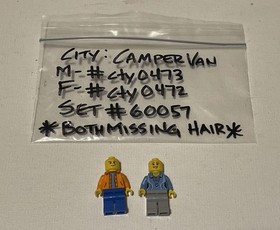 LEGO City Minifigures Male cty0473 Female cty0472 from set 60057 Camper NO HAIR