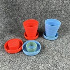 Set Of 2 Vintage 1970s Unbreakable Collapsible Cups, Blue And Red