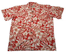 Hilo Hattie Hawaiian Shirt Mens Large Red   Floral Theme Traditional Camp