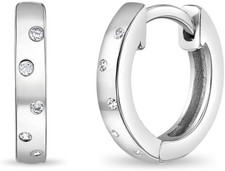Dots CZ Girls Hoop Earrings for Kids - 925 Sterling Silver Little Girl Hoop Earr