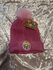 Princess Peach Pom Pom Beanie Stocking Hat One Size Nintendo Super Mario New